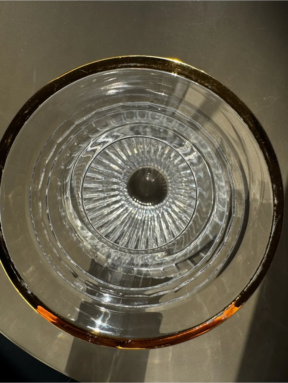 Marquis by Waterford Crystal Vase Gold Rim Optic Cut Flared Vintage